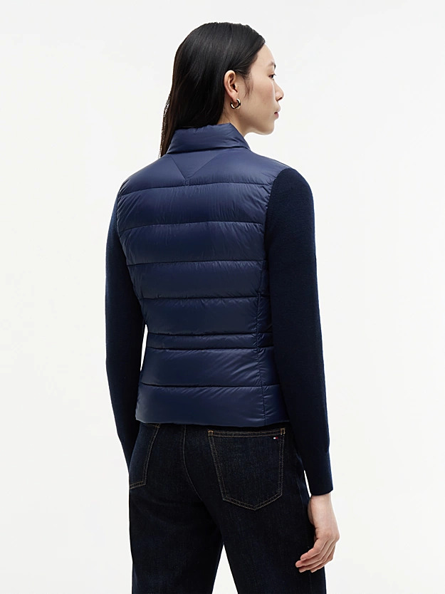 Women's Navy Blue LW Down Knit Mix Jacket Tommy Hilfiger WW0WW51095-C1G