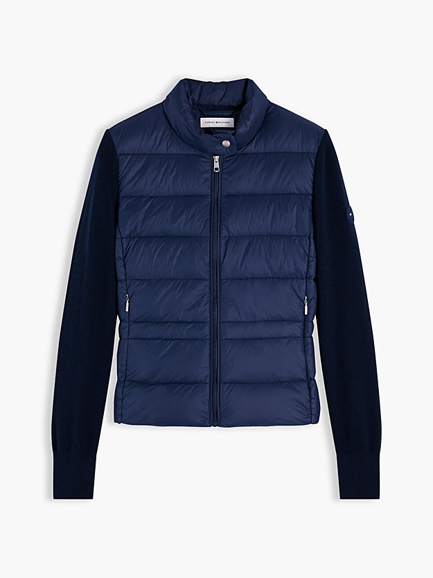 Women's Navy Blue LW Down Knit Mix Jacket Tommy Hilfiger WW0WW51095-C1G