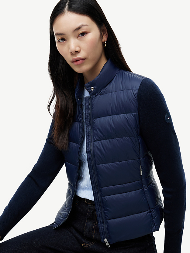 Women's Navy Blue LW Down Knit Mix Jacket Tommy Hilfiger WW0WW51095-C1G