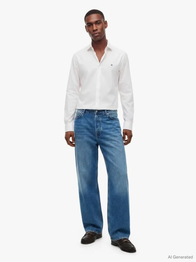 Men's White CL Solid with Contrast Shirt Tommy Hilfiger MW0MW43749-YBR