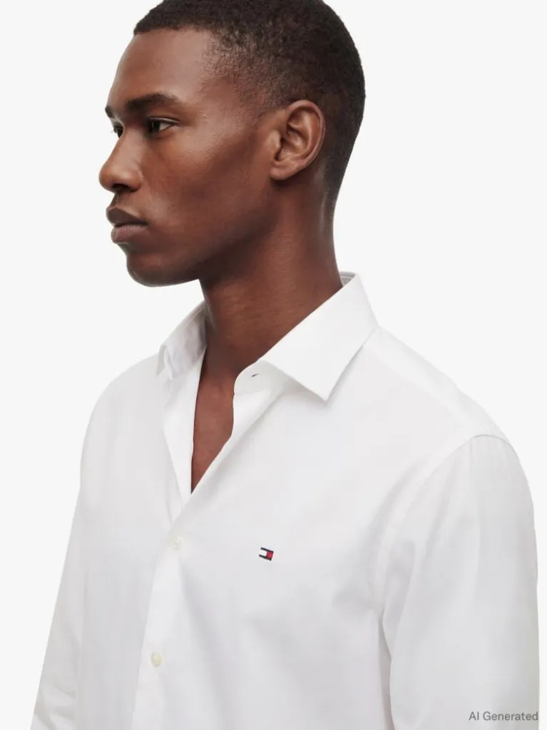 Men's White CL Solid with Contrast Shirt Tommy Hilfiger MW0MW43749-YBR