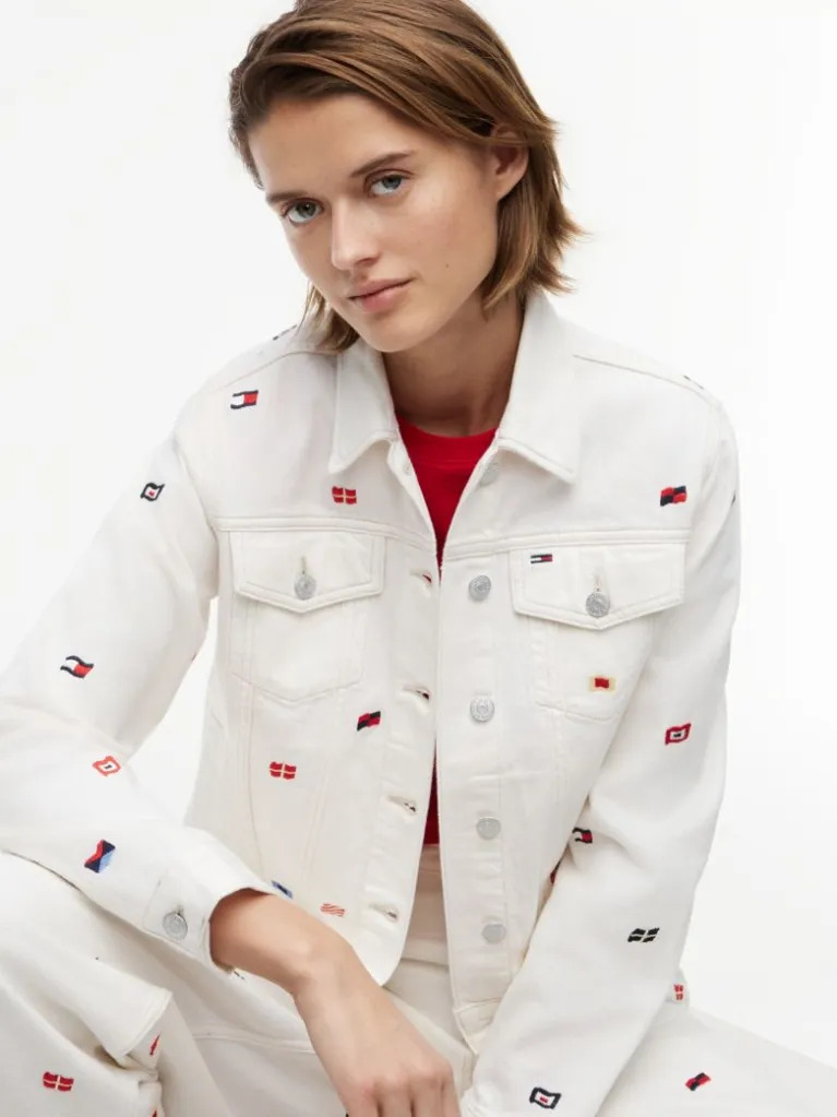 Γυναικείο Τζιν Μπουφάν Λευκό Tommy Jeans DW0DW22868-1D0