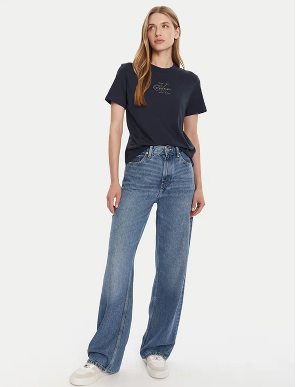 Women's Black Ss Classic Foil Monologo Tee Calvin Klein LV047D873G-UB1