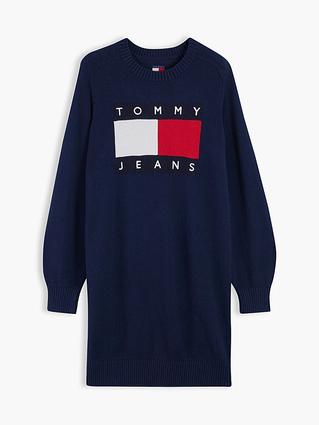 Women's Navy Blue TJW SWEATER FLAG DRESS EXT Tommy Jeans DW0DW23315-C1G