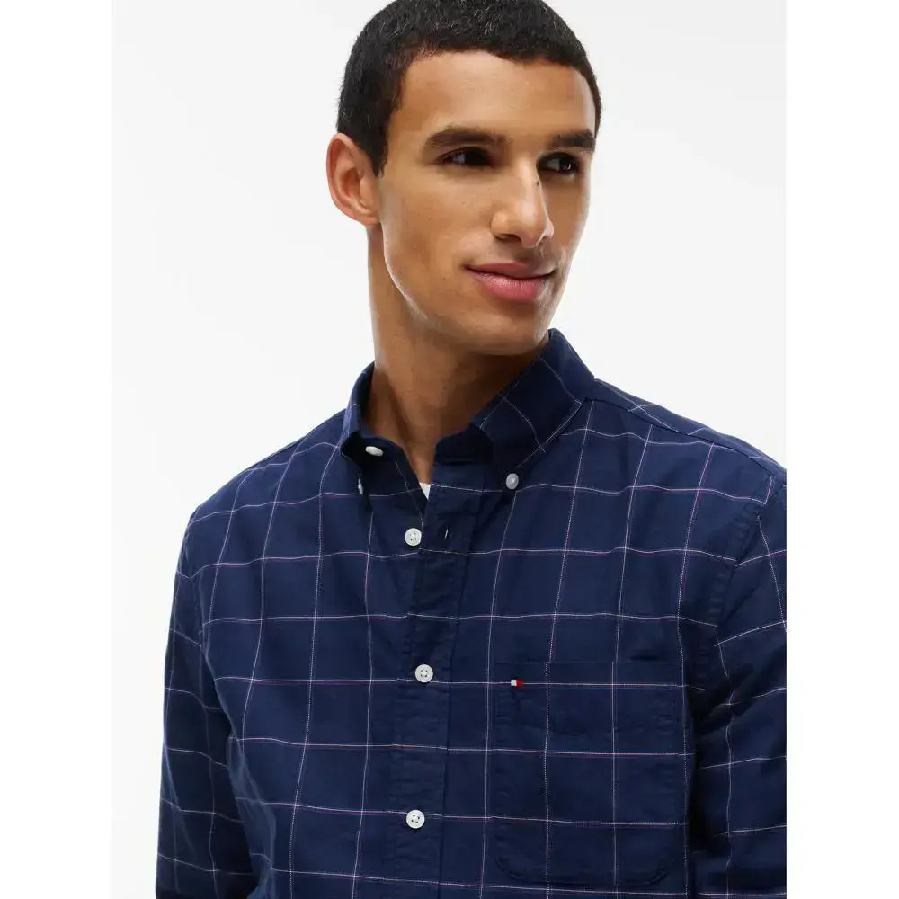 Men's Navy Blue Heritage Oxf Seas Check Rf Shirt Tommy Hilfiger MW0MW44574-0MS