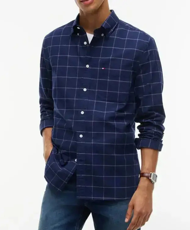 Men's Navy Blue Heritage Oxf Seas Check Rf Shirt Tommy Hilfiger MW0MW44574-0MS