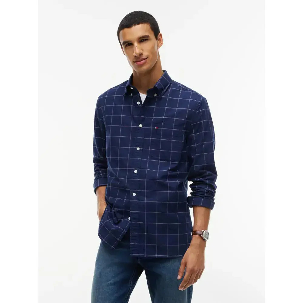 Men's Navy Blue Heritage Oxf Seas Check Rf Shirt Tommy Hilfiger MW0MW44574-0MS