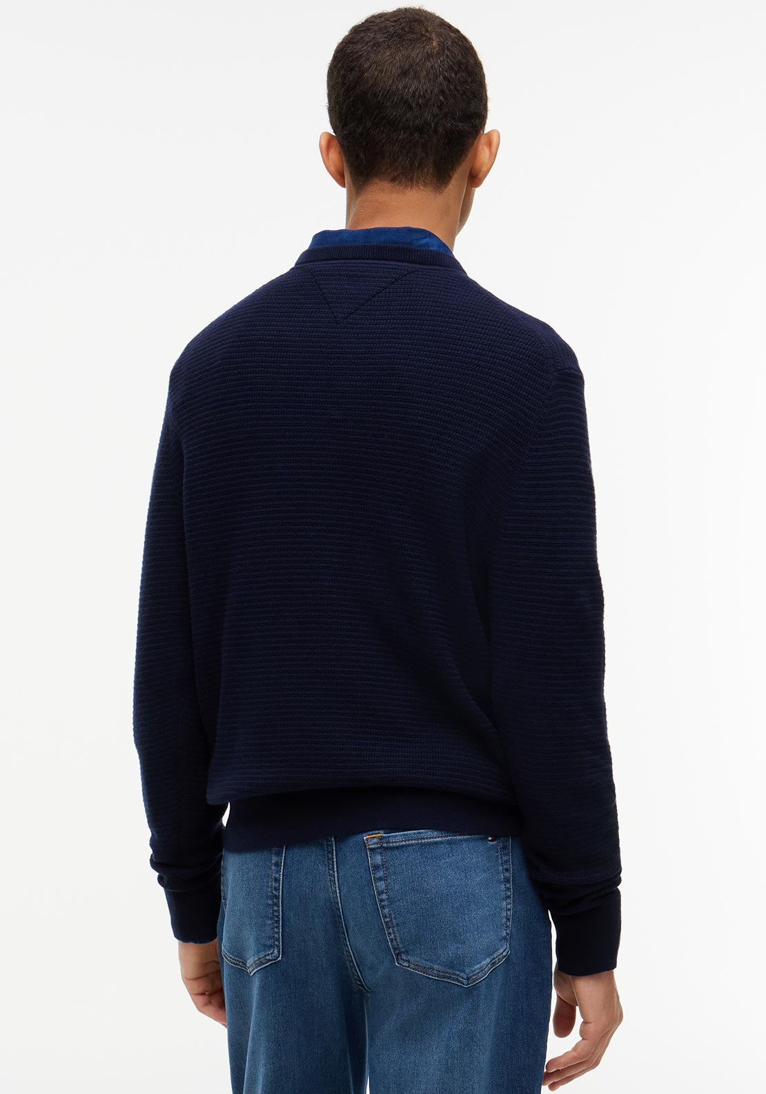 Men's Navy Blue Pima Ctn Cash Structure Crewneck Jumper Tommy Hilfiger MW0MW44759-DW5