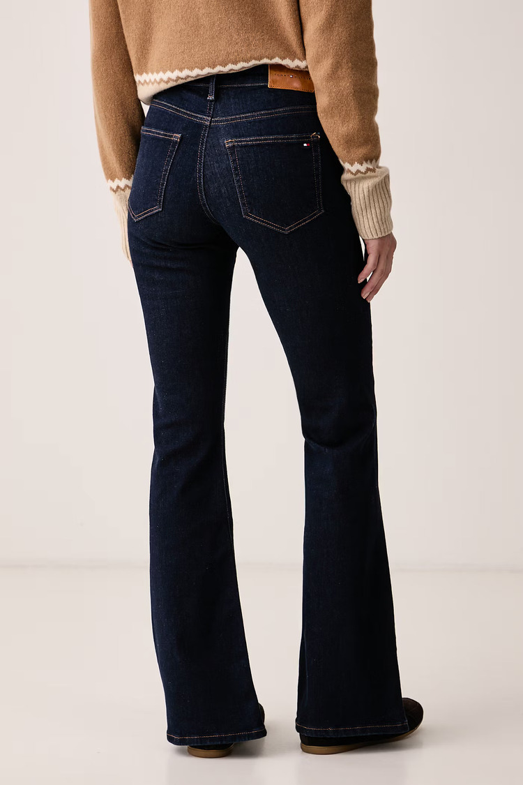 Women's Navy Blue Luna Mid Rise Flare Essential Jeans Tommy Hilfiger WW0WW52185-1AP