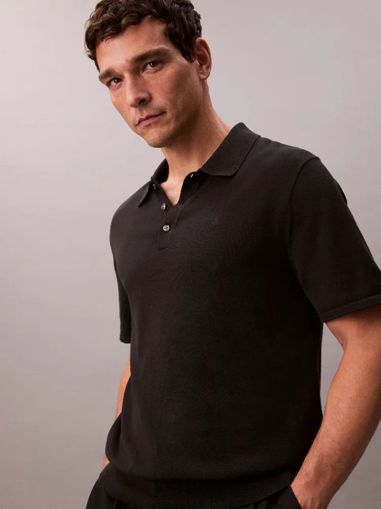 Men's Black Ss Supima Cotton Polo 14GG Calvin Klein LV04LC326G-UB1