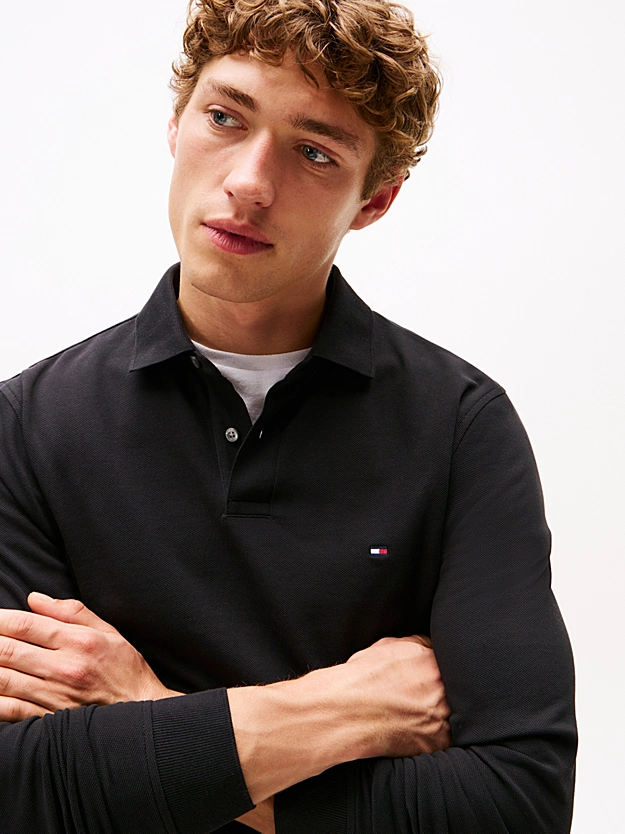 Men's Black 1985 REGULAR LS POLO Tommy Hilfiger MW0MW20183-BDS