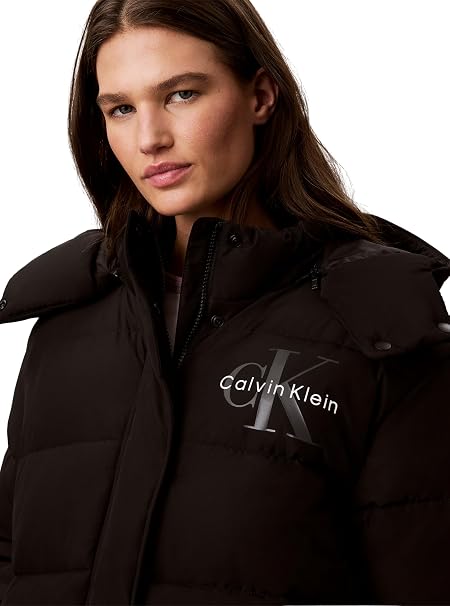 Women's Black Matte Mw Monologo Short Puffer Jacket Calvin Klein LV047H506G-UB1