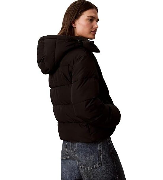 Women's Black Matte Mw Monologo Short Puffer Jacket Calvin Klein LV047H506G-UB1
