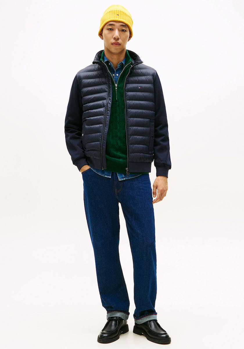 Men's Navy Blue Mix Media Ess Rwb Stand Collar Jacket Tommy Hilfiger MW0MW41329-DW5