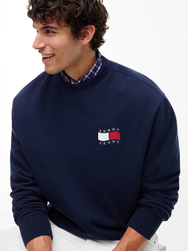 Men's Navy Blue TJM RLX WAVY FLAG SWEATSHIRT Tommy Jeans DM0DM23590-C1G