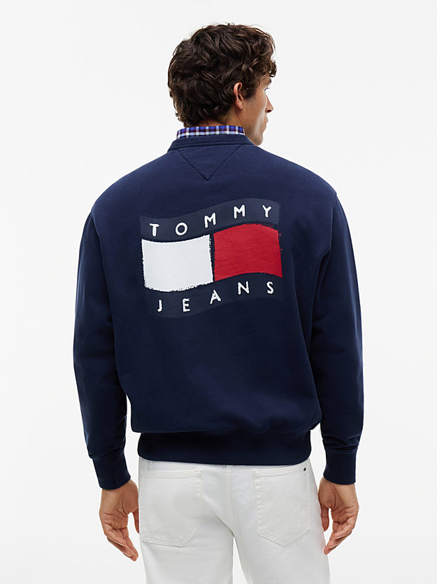 Men's Navy Blue TJM RLX WAVY FLAG SWEATSHIRT Tommy Jeans DM0DM23590-C1G