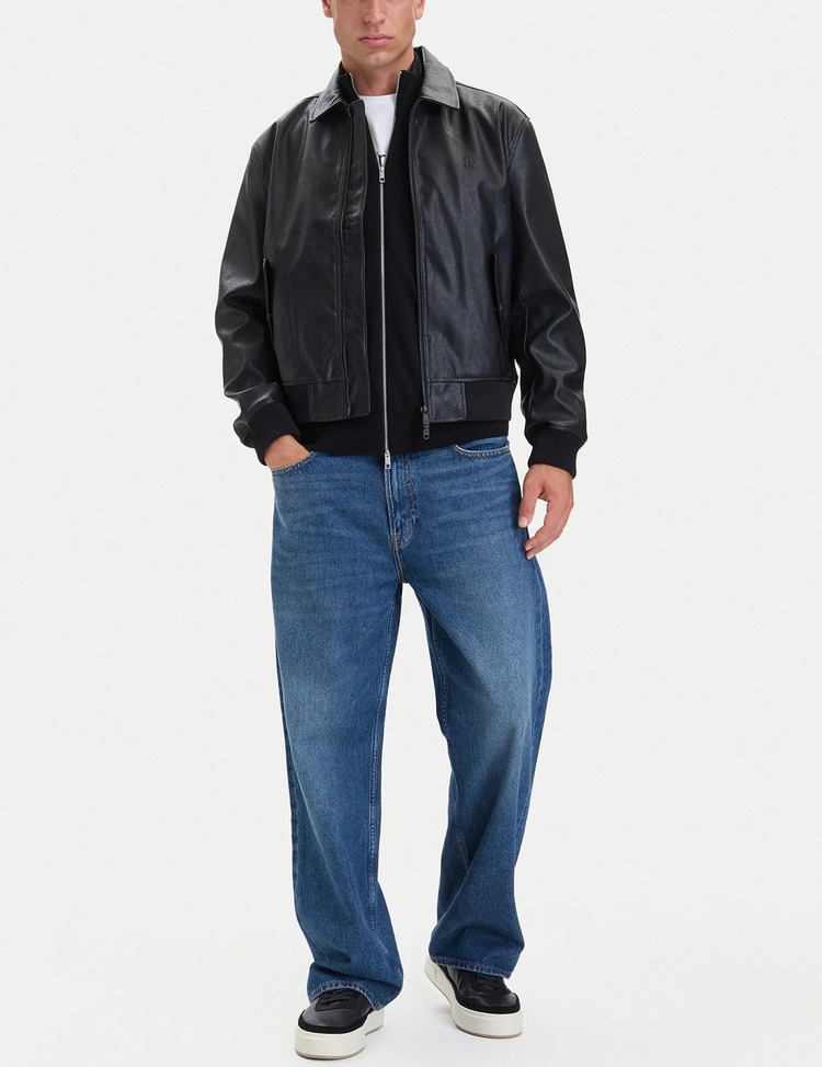 Ανδρικό Faux Leather Bomber Μπουφάν Μαύρο Calvin Klein LV04RH413G-UB1