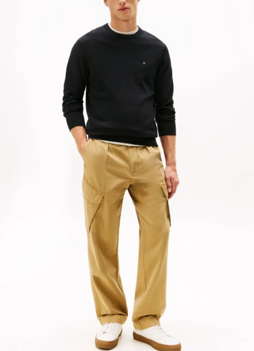 Men's Black Pima Org Ctn Cashmere Crew Neck Jumper Tommy Hilfiger MW0MW28046-BDS