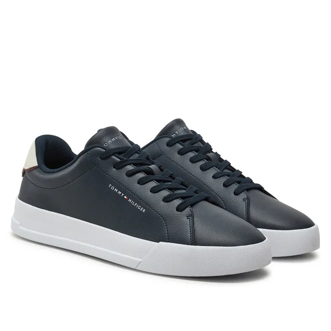 Men's Navy Blue TH Court Leather Essential Sneaker Tommy Hilfiger FM0FM05367-DW5