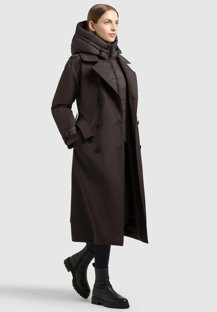 Women's Brown Elena 3 Trenchcoat Khujo KJ1118CO263-577 CHO CHI