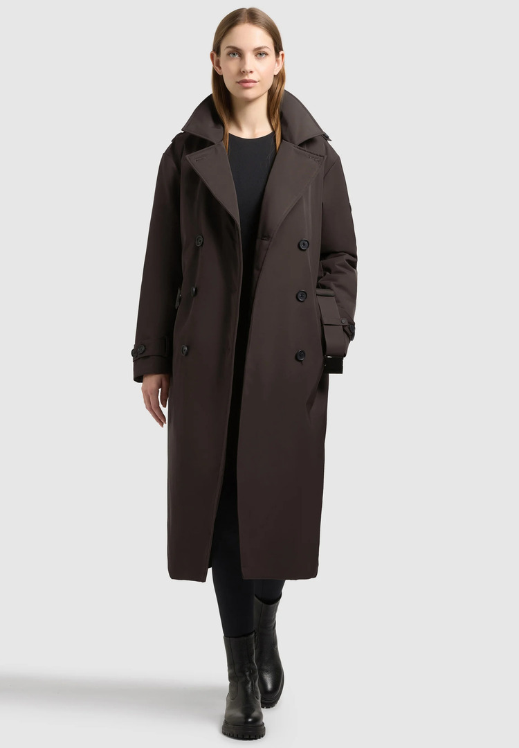 Women's Brown Elena 3 Trenchcoat Khujo KJ1118CO263-577 CHO CHI