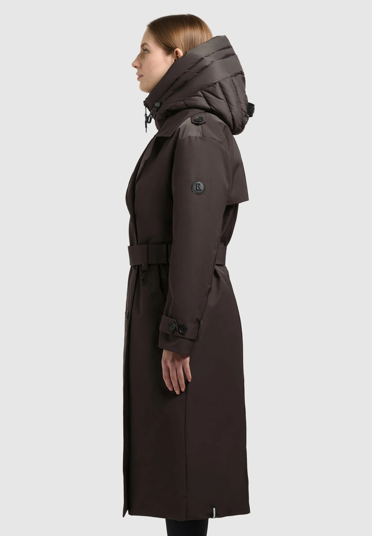 Women's Brown Elena 3 Trenchcoat Khujo KJ1118CO263-577 CHO CHI