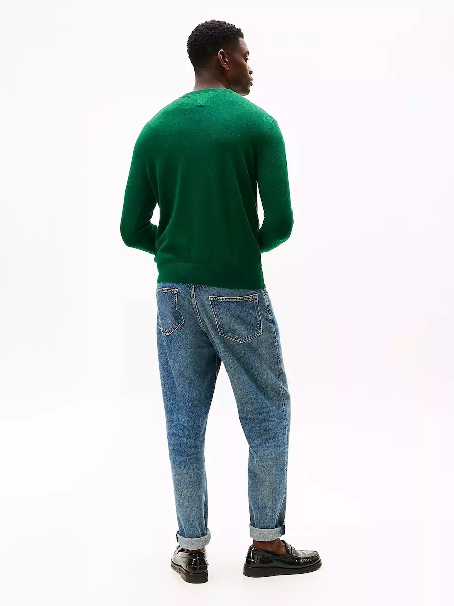 Men's Green PIMA ORG CTN CASHMERE CREW NECK JUMPER Tommy Hilfiger MW0MW28046-MQ8