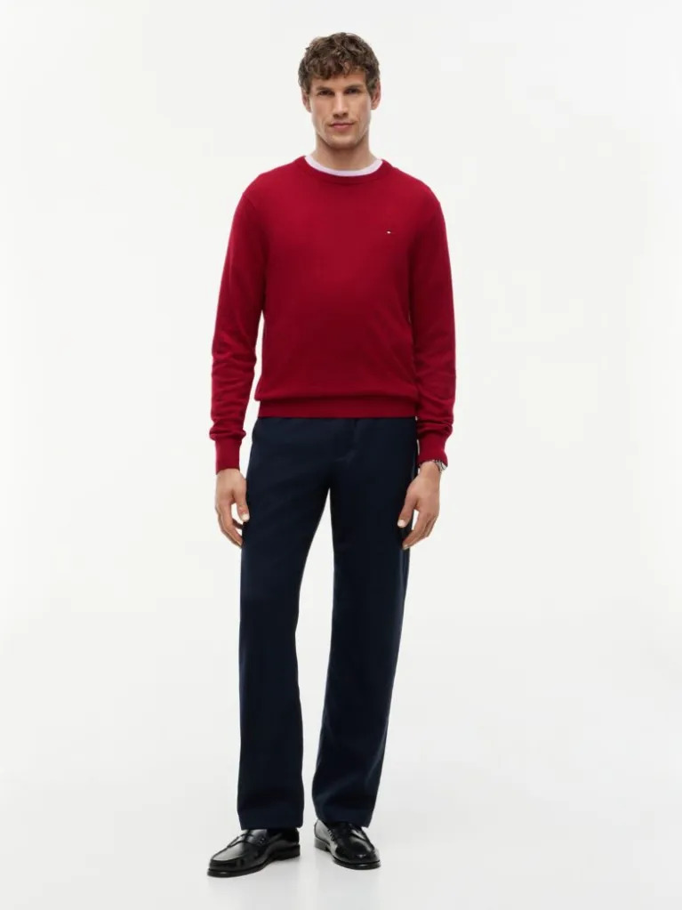 Men's Red PIMA ORG CTN CASHMERE CREW NECK JUMPER Tommy Hilfiger MW0MW28046-XIT