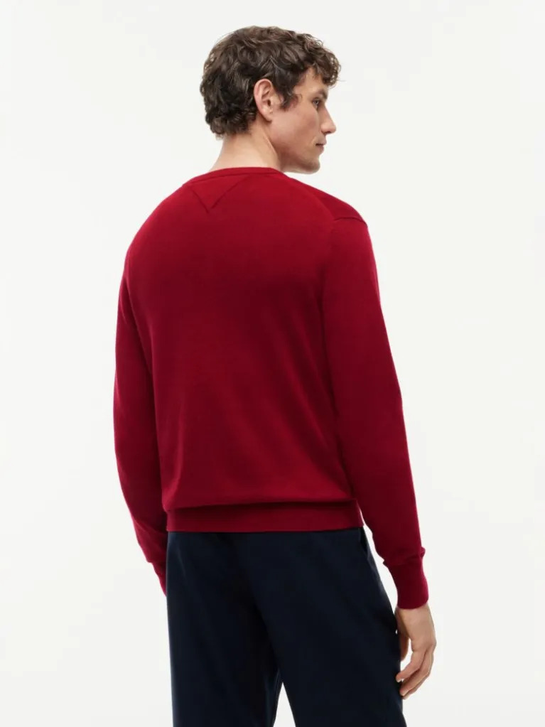 Men's Red PIMA ORG CTN CASHMERE CREW NECK JUMPER Tommy Hilfiger MW0MW28046-XIT