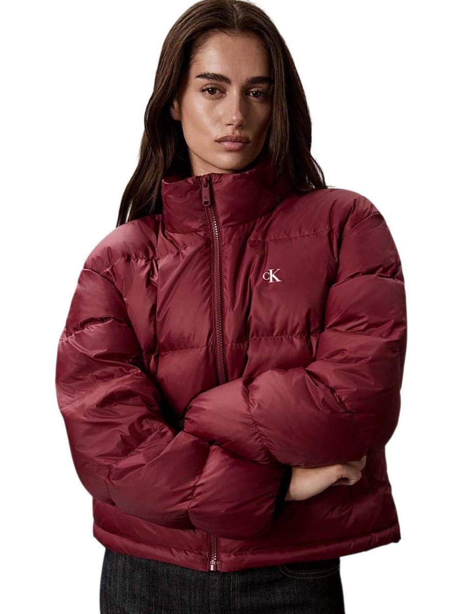 Women's Red ESSENTIAL MW SHORT DOWN PUFFER JACKET Calvin Klein LV047H500G-VG5