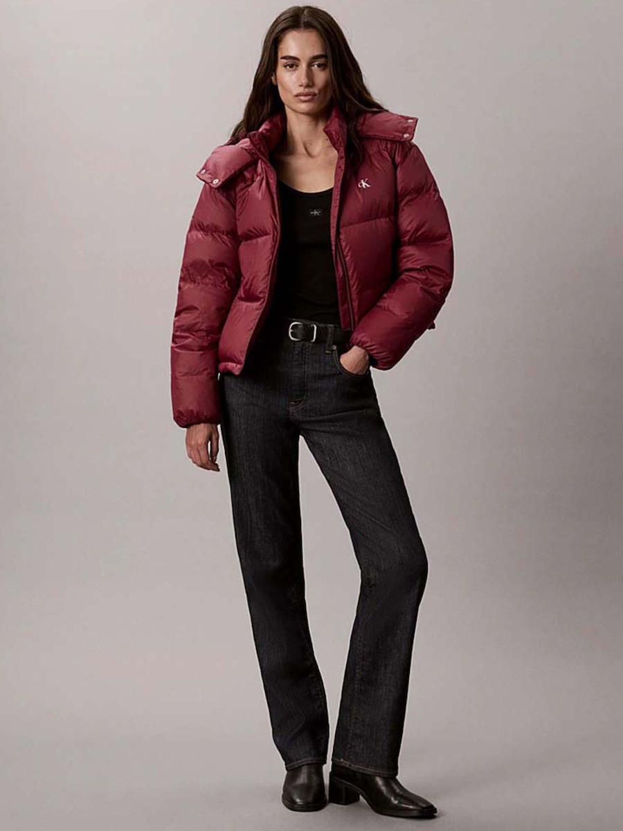 Women's Red ESSENTIAL MW SHORT DOWN PUFFER JACKET Calvin Klein LV047H500G-VG5