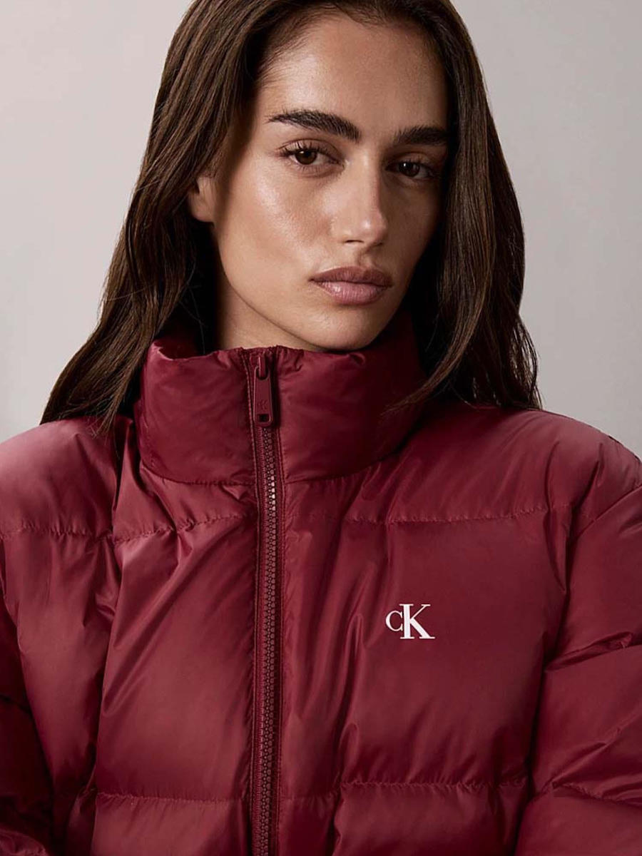 Women's Red ESSENTIAL MW SHORT DOWN PUFFER JACKET Calvin Klein LV047H500G-VG5