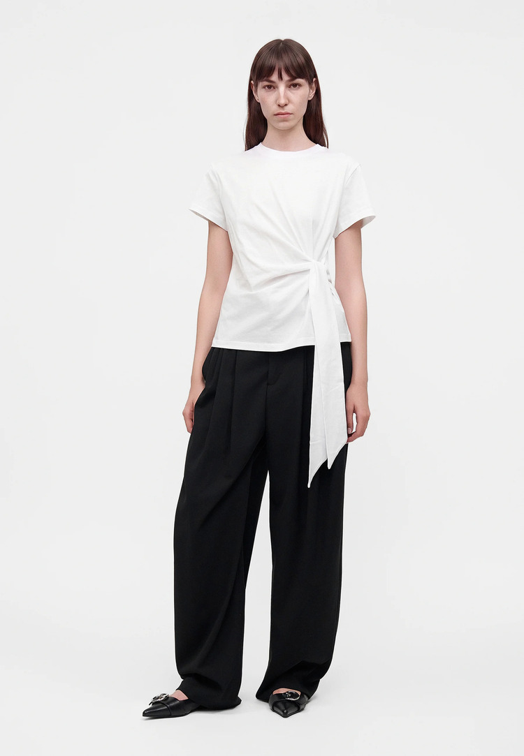 Women's White KNOT DETAIL TSHIRT Karl Lagerfeld B4W17038-100 White
