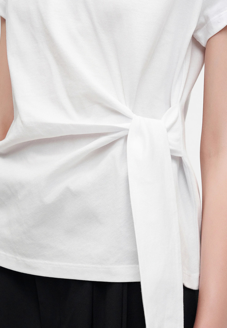 Women's White KNOT DETAIL TSHIRT Karl Lagerfeld B4W17038-100 White