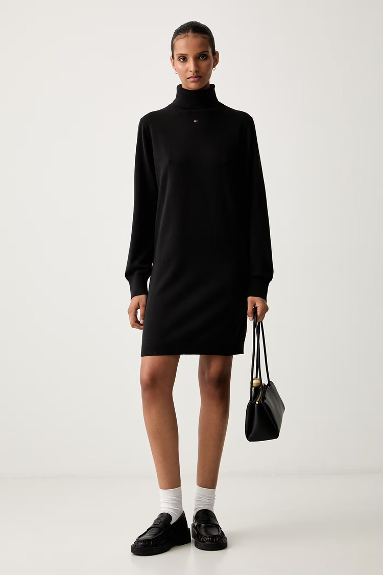 Women's Black TJW ESS TURTLENECK SWEATER DRESS Tommy Jeans DW0DW23460-BDS
