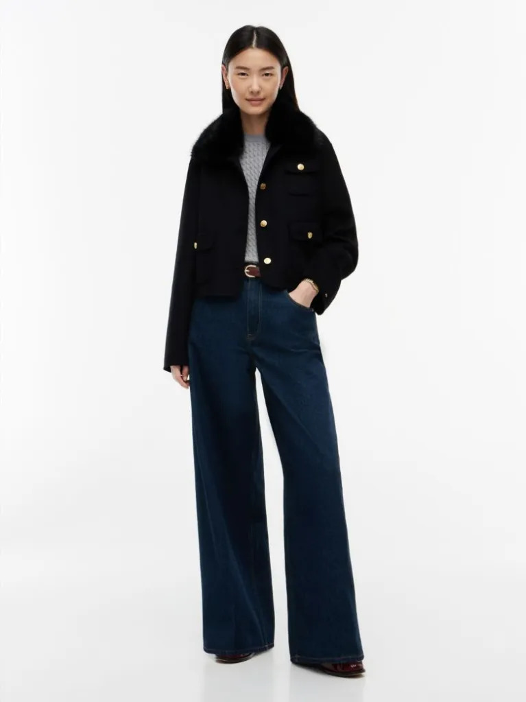 Women's Black DF WOOL LADY JACKET WITH FUR Tommy Hilfiger WW0WW52914-BDS