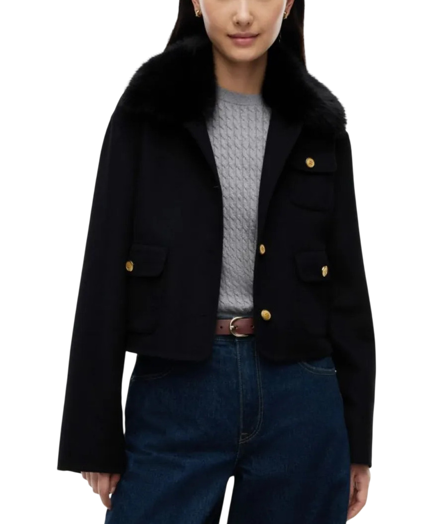Women's Black DF WOOL LADY JACKET WITH FUR Tommy Hilfiger WW0WW52914-BDS