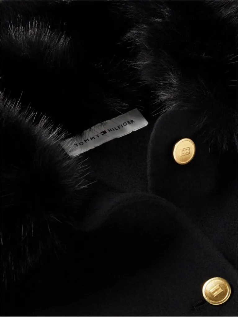 Women's Black DF WOOL LADY JACKET WITH FUR Tommy Hilfiger WW0WW52914-BDS