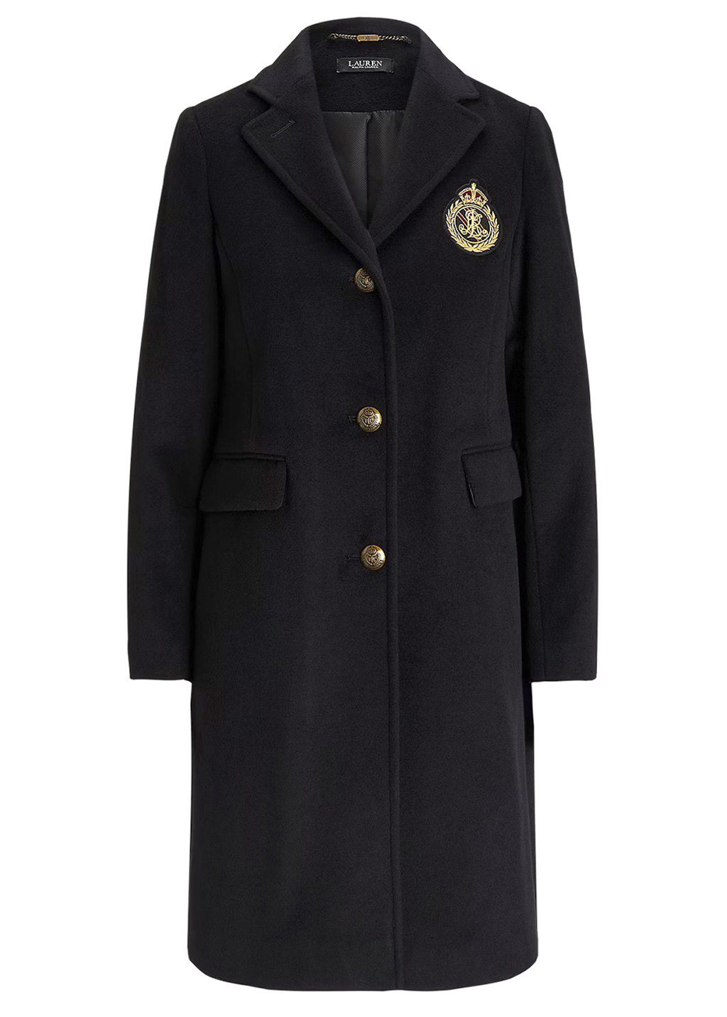 Women's Black CRESTED WOOL LINED COAT Ralph Lauren 297958509001-BLACK