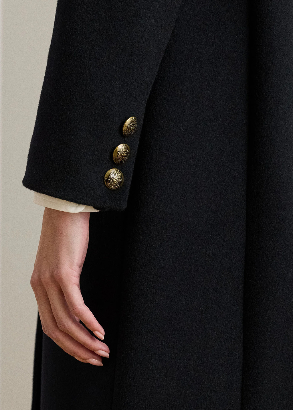 Women's Black CRESTED WOOL LINED COAT Ralph Lauren 297958509001-BLACK