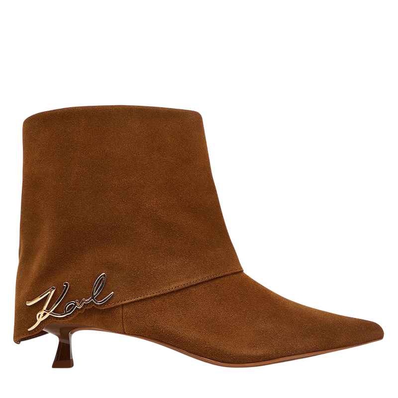 Γυναικεία Δερμάτινα Pasha Μποτάκια Καφέ Karl Lagerfeld KL30142-533-Mid Brown Suede
