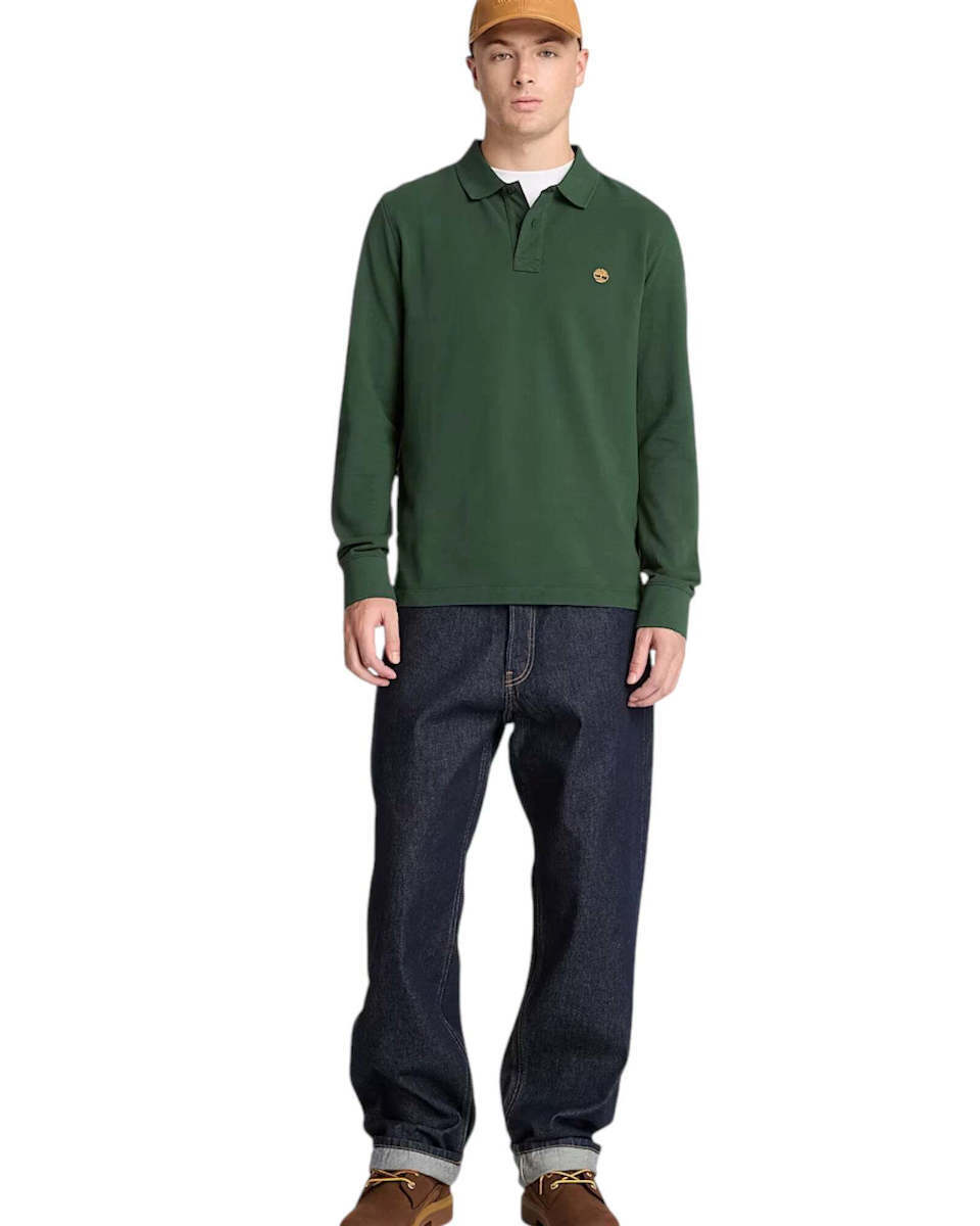 Men's Green LS Pique Polo Timberland TBC0YHBE-398