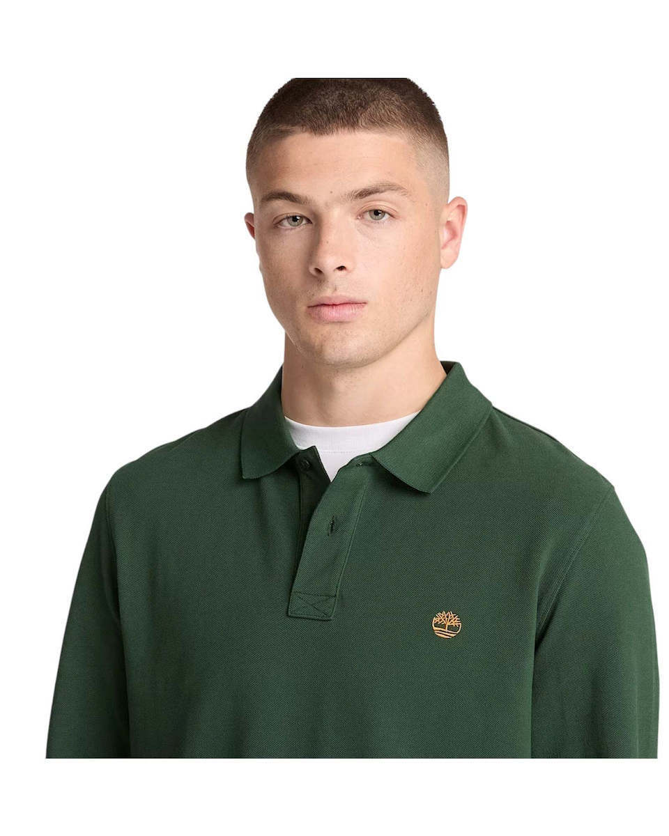 Men's Green LS Pique Polo Timberland TBC0YHBE-398