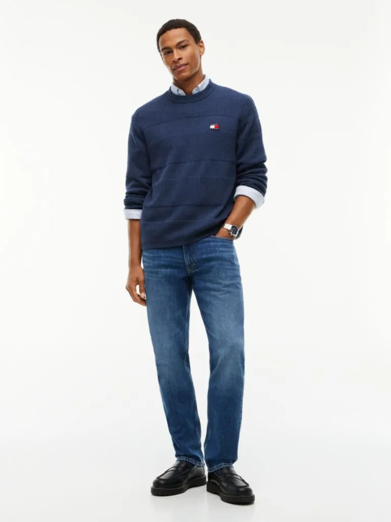 Men's Navy Blue TJM REG TEXTURED SWEATER Tommy Jeans DM0DM23571-D1B