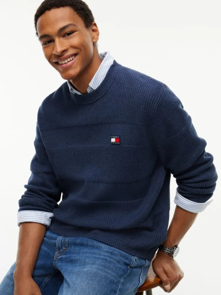 Men's Navy Blue TJM REG TEXTURED SWEATER Tommy Jeans DM0DM23571-D1B