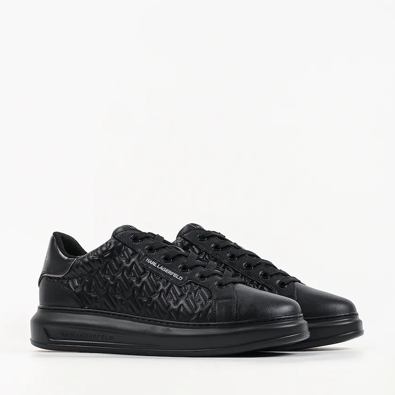 Ανδρικά Δερμάτινα Kapri Monogram Sneakers Μαύρα Karl Lagerfeld KL52549T-00X Black