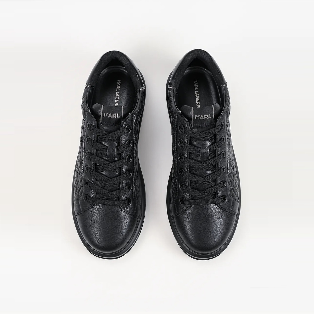 Ανδρικά Δερμάτινα Kapri Monogram Sneakers Μαύρα Karl Lagerfeld KL52549T-00X Black