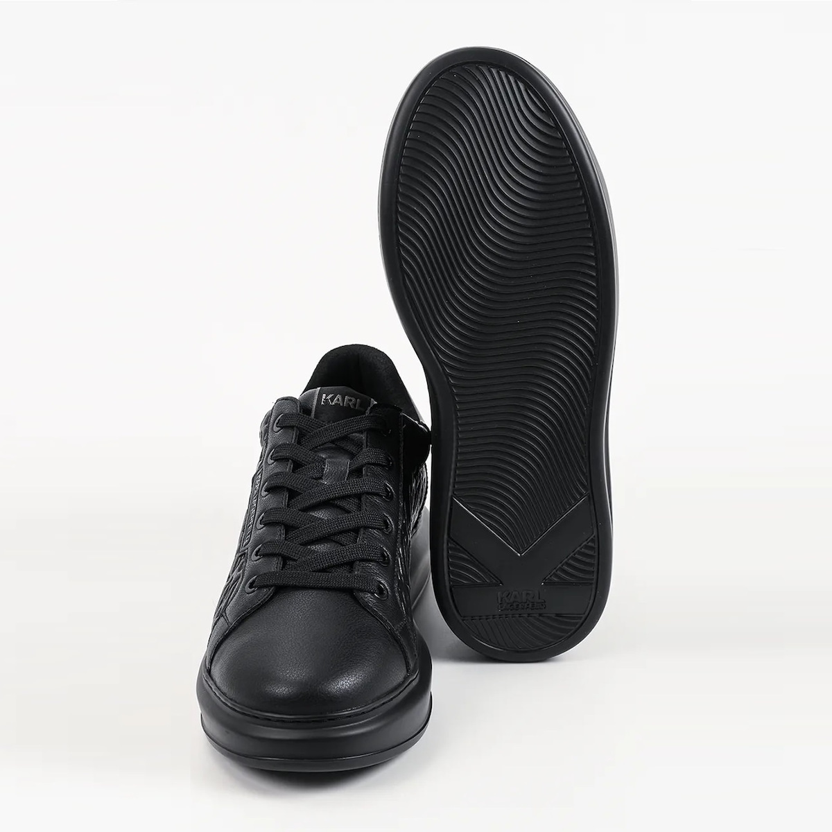 Ανδρικά Δερμάτινα Kapri Monogram Sneakers Μαύρα Karl Lagerfeld KL52549T-00X Black