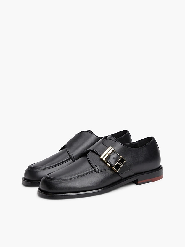 Men's Black Leather TH BUCKLE MOX TOE LOAFERS Tommy Hilfiger FW0FW09536-BDS