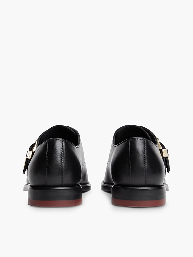 Men's Black Leather TH BUCKLE MOX TOE LOAFERS Tommy Hilfiger FW0FW09536-BDS